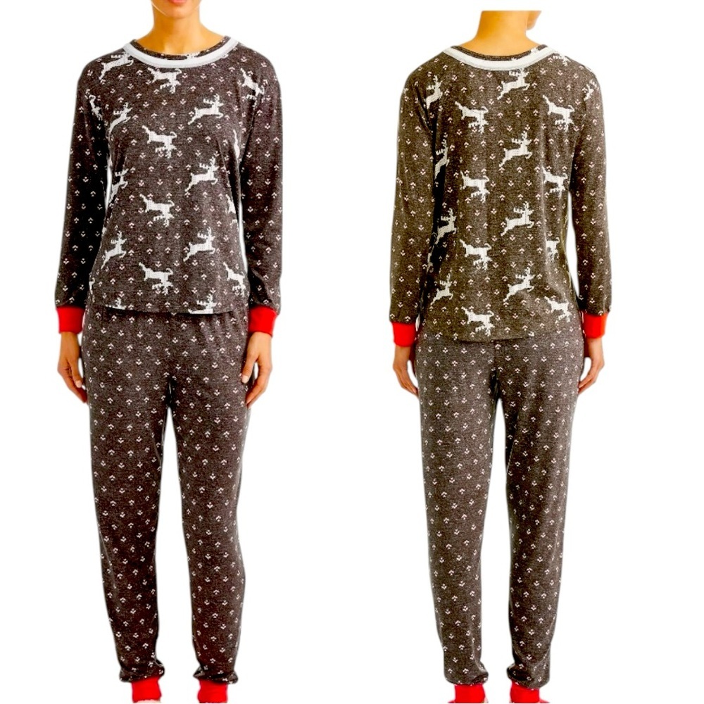 Secret Treasures Size M (8-10) 2-Piece Reindeer Pajama Set Polyester-Spandex